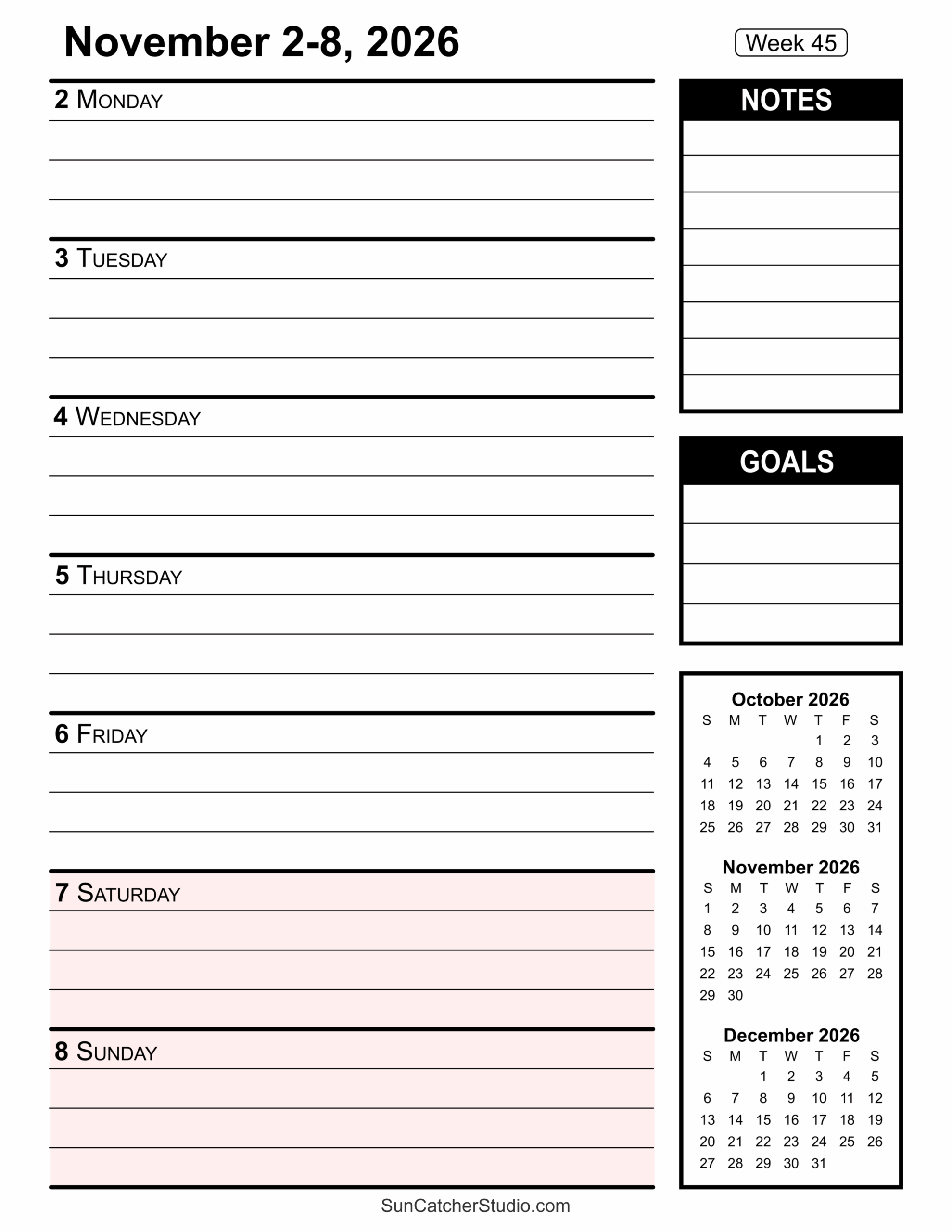 Printable Calendar To Do List 2026