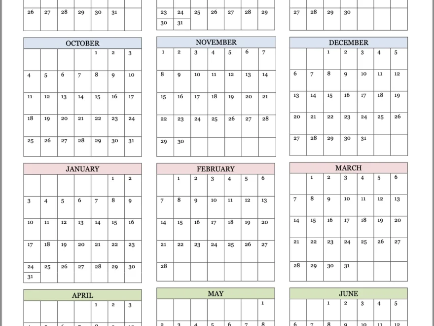 Free Printable Attendance Record Academic Calendar Flanders Family Home Life