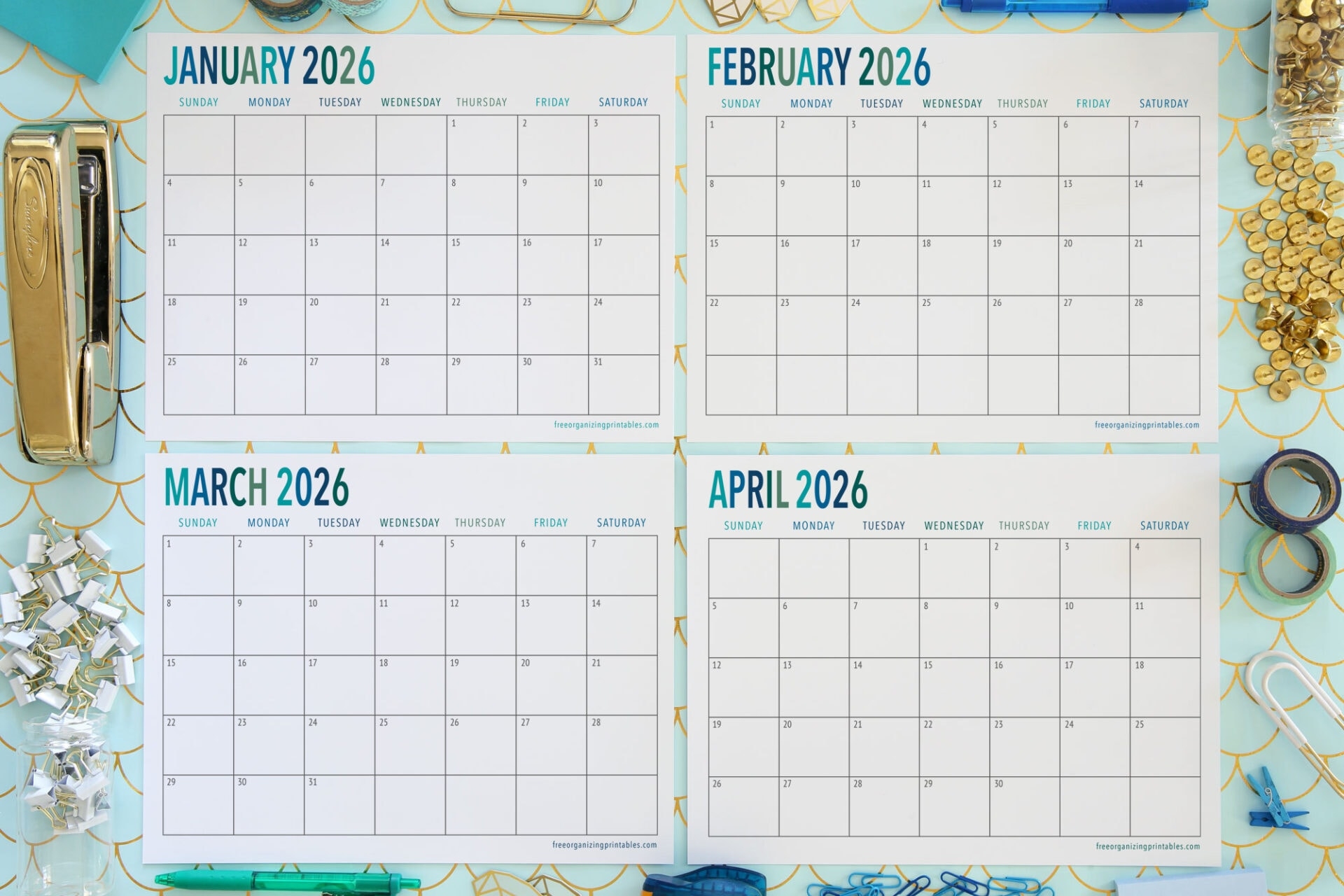 Free Printable Calendar 2026 Free Organizing Printables