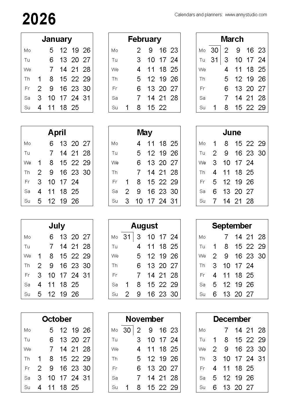 Free Printable Calendars And Planners 2025 2026 And 2027