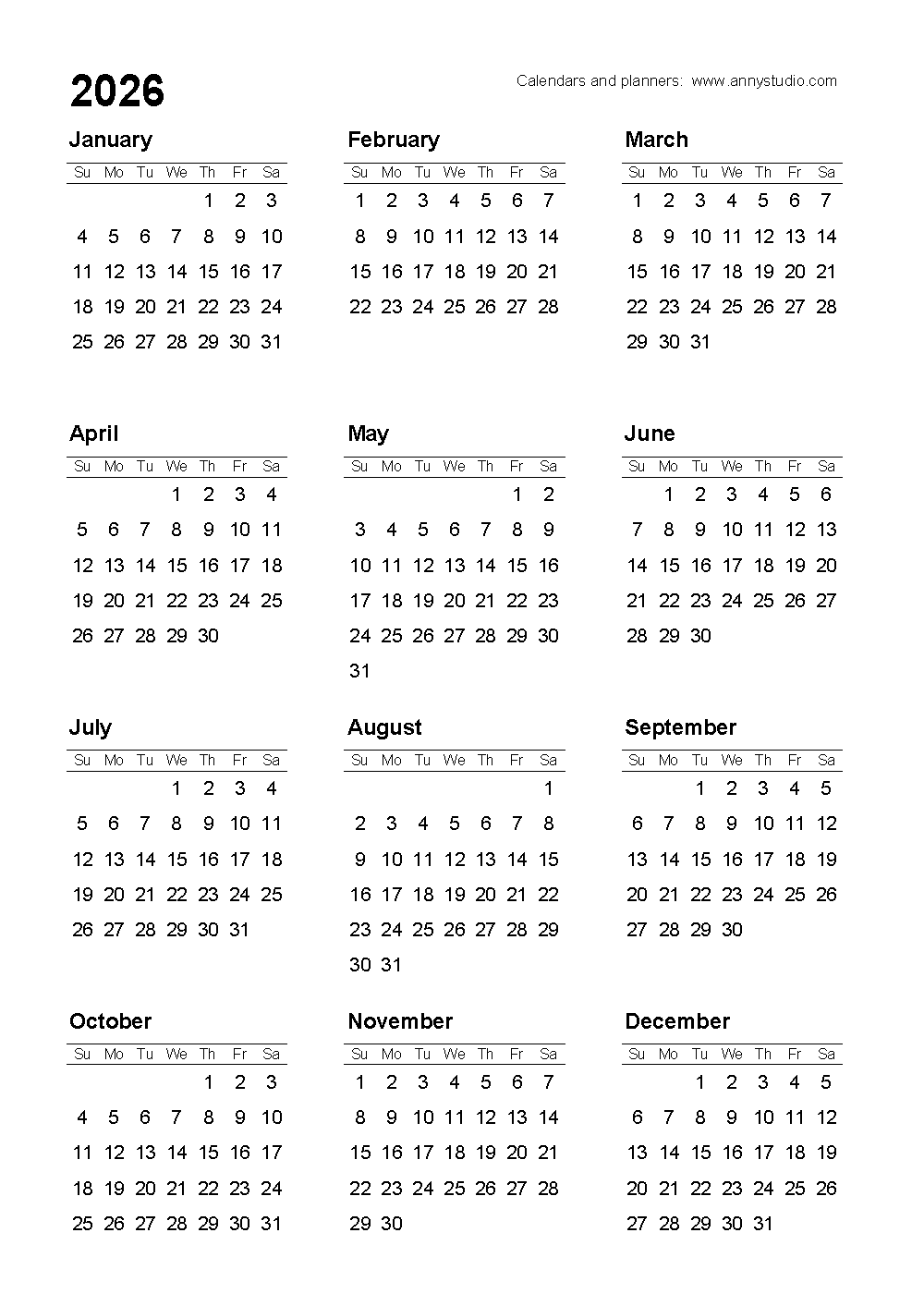 Free Printable Calendars And Planners 2025 2026 And 2027