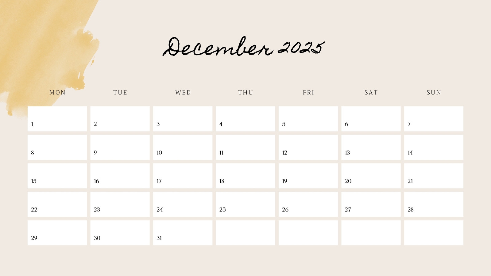 Free Printable December 2025 Calendar Templates Canva