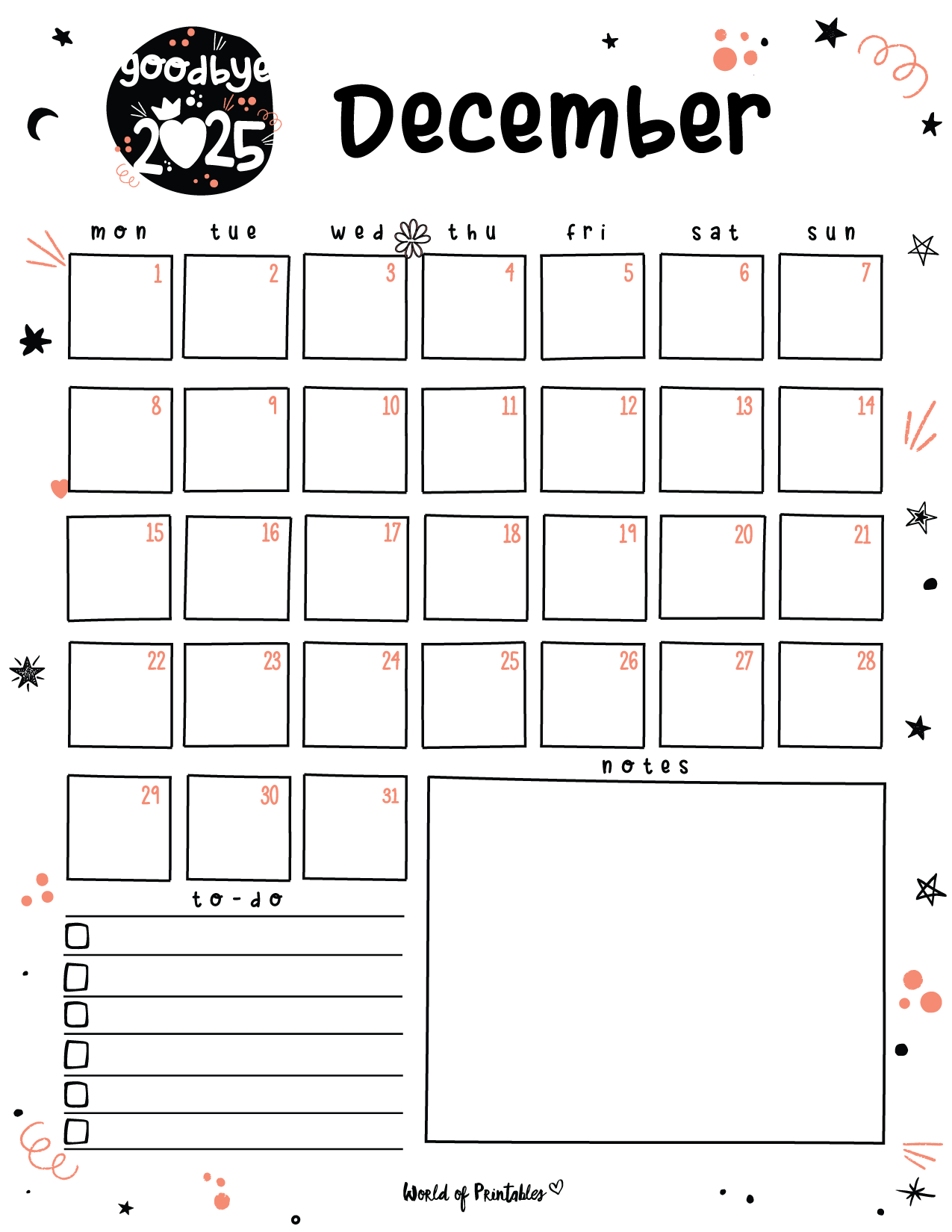 Free Printable December 2025 Planners World Of Printables