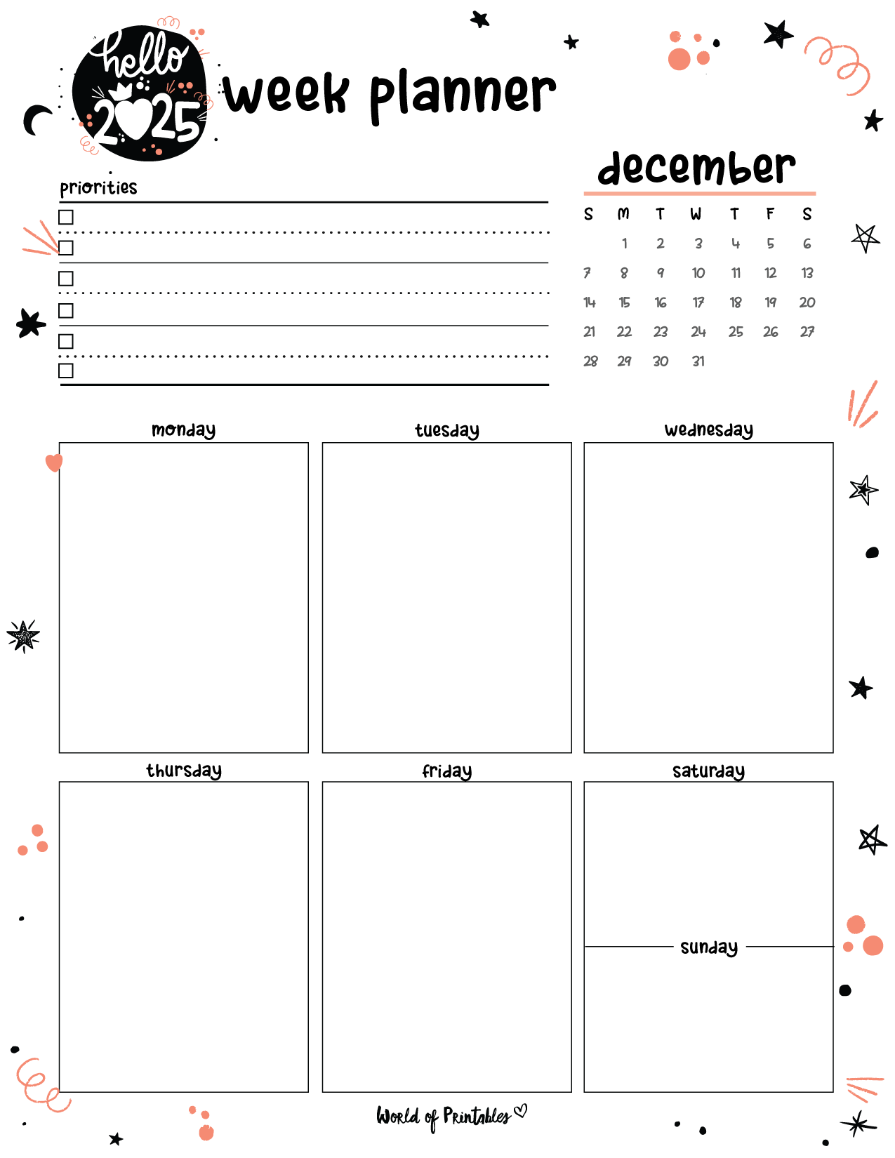 December 2025 Calendar Free Printable
