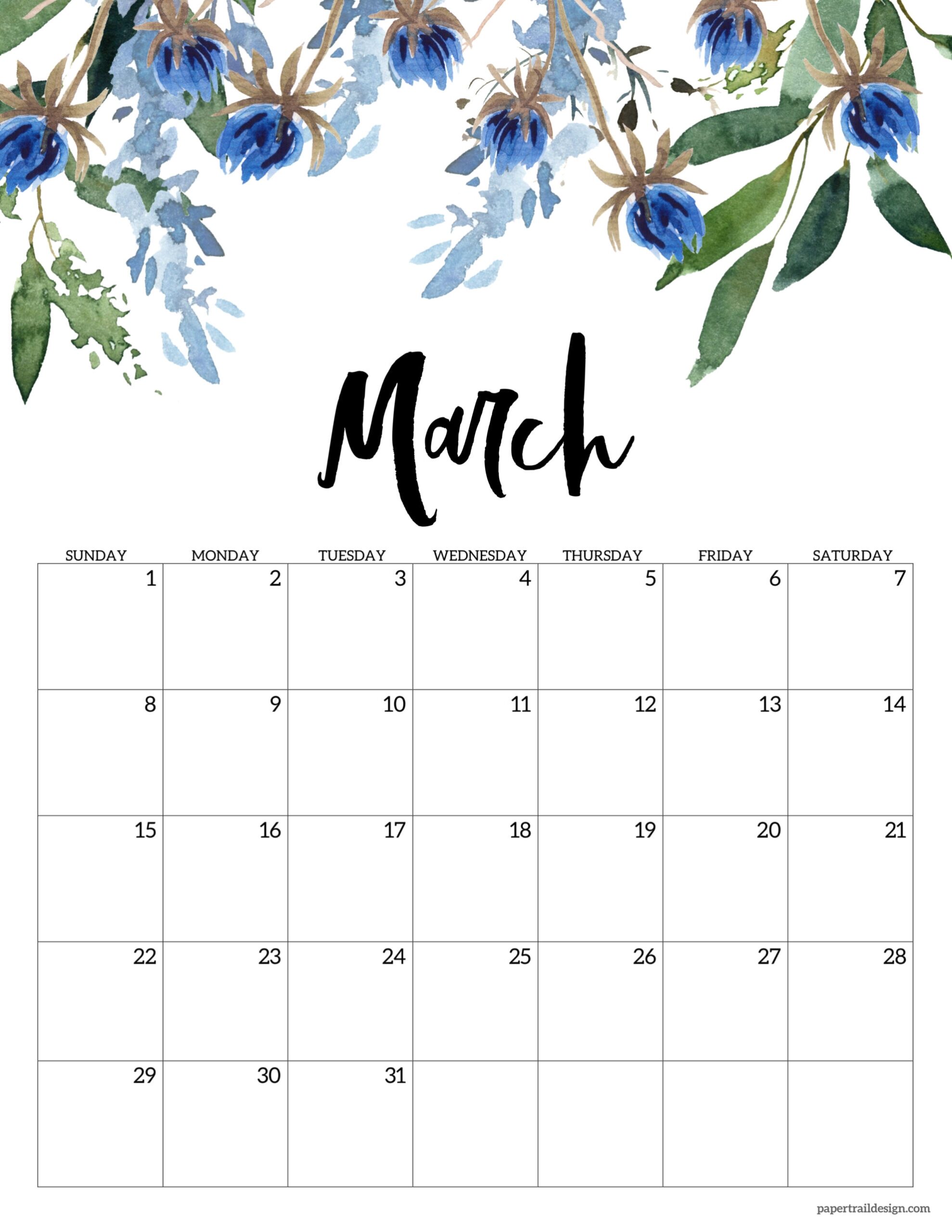 2026 Free Printable Calendar Flowers
