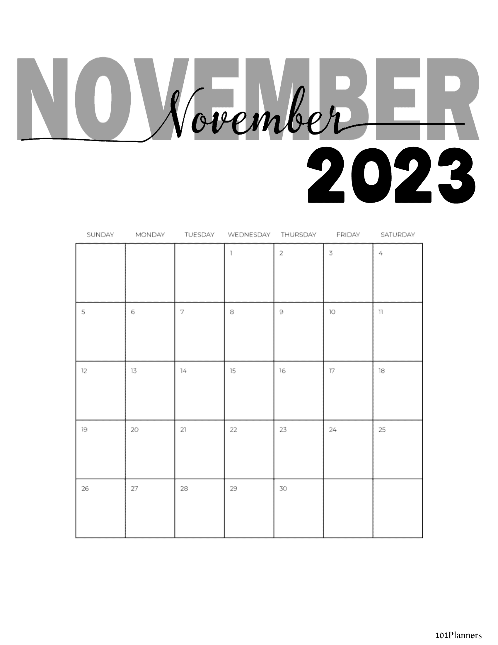 Calendar For November 2025 Printable