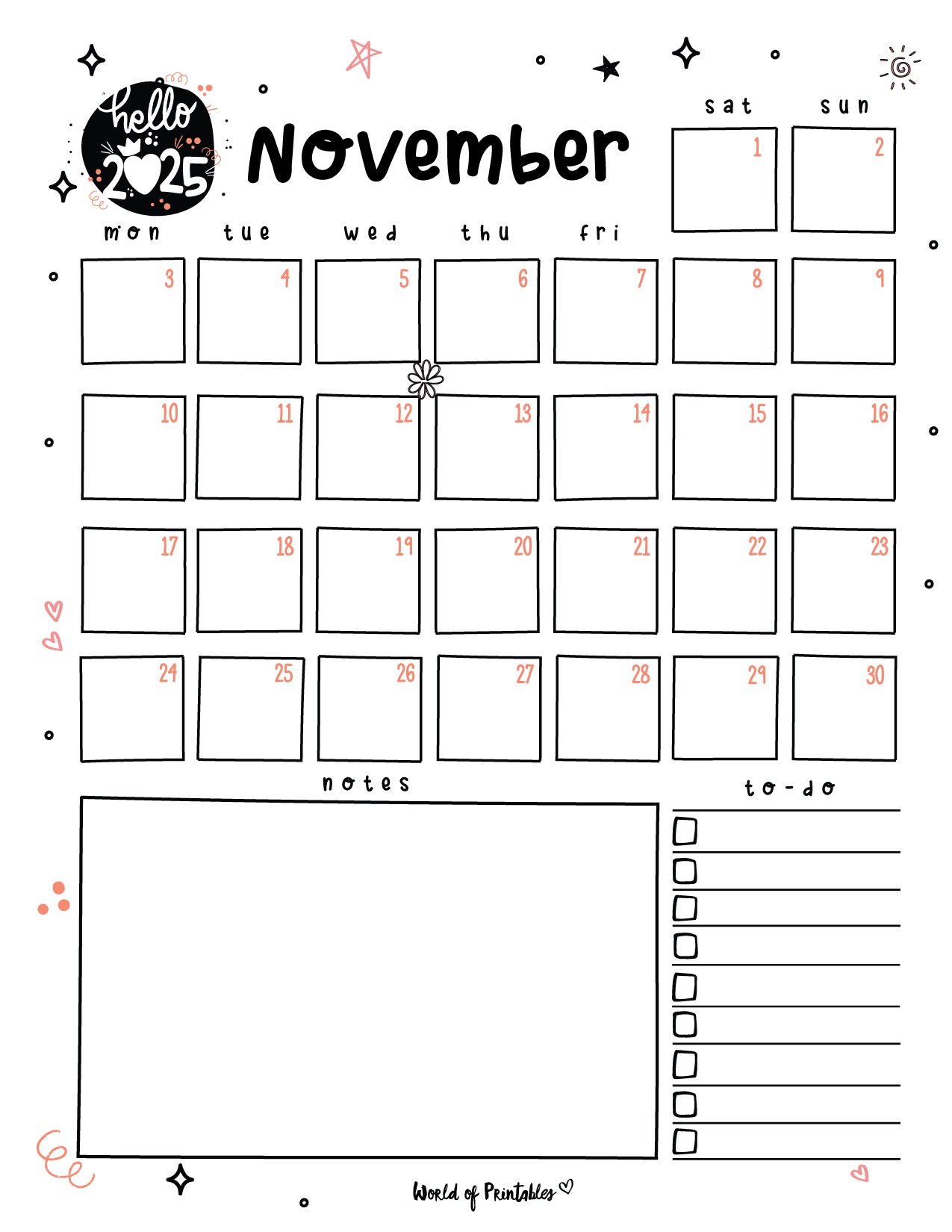 Free Printable November 2025 Planners World Of Printables