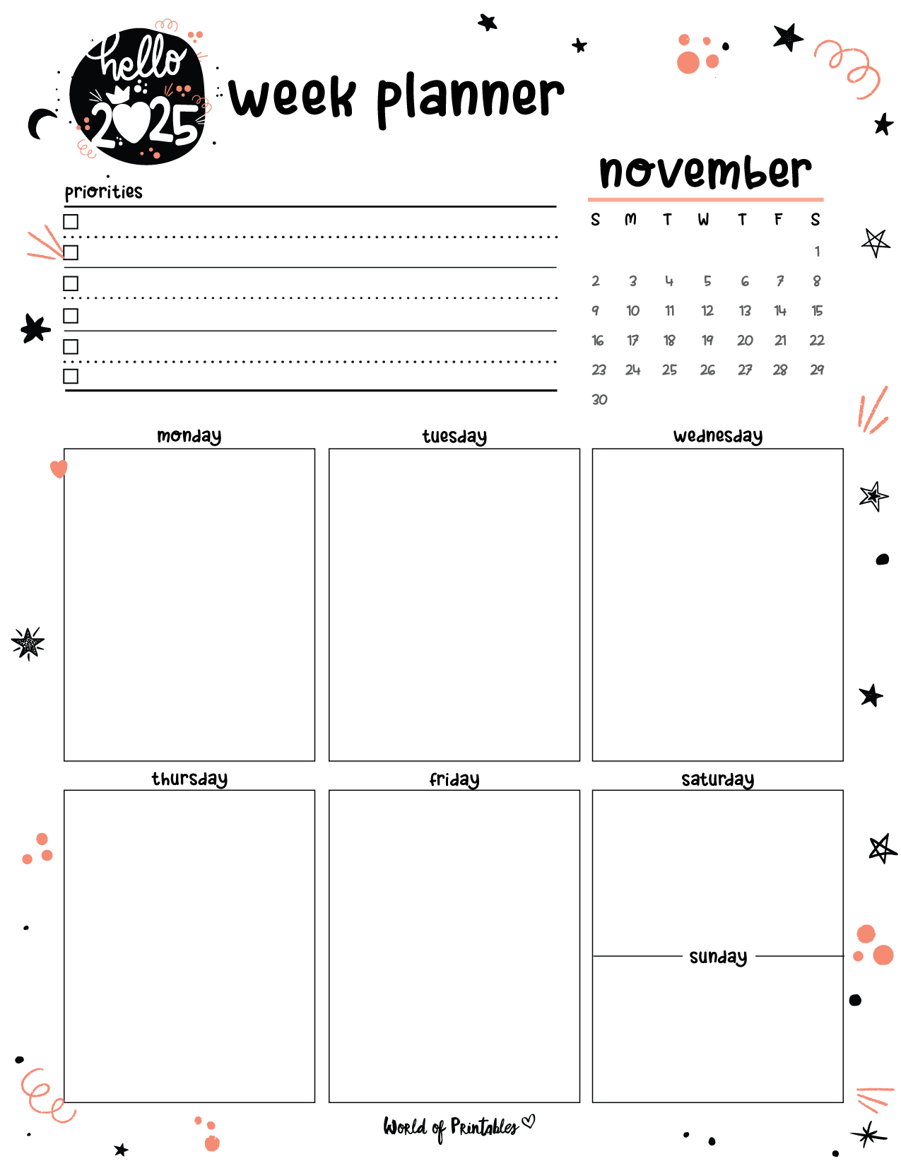 Free Printable November 2025 Planners World Of Printables