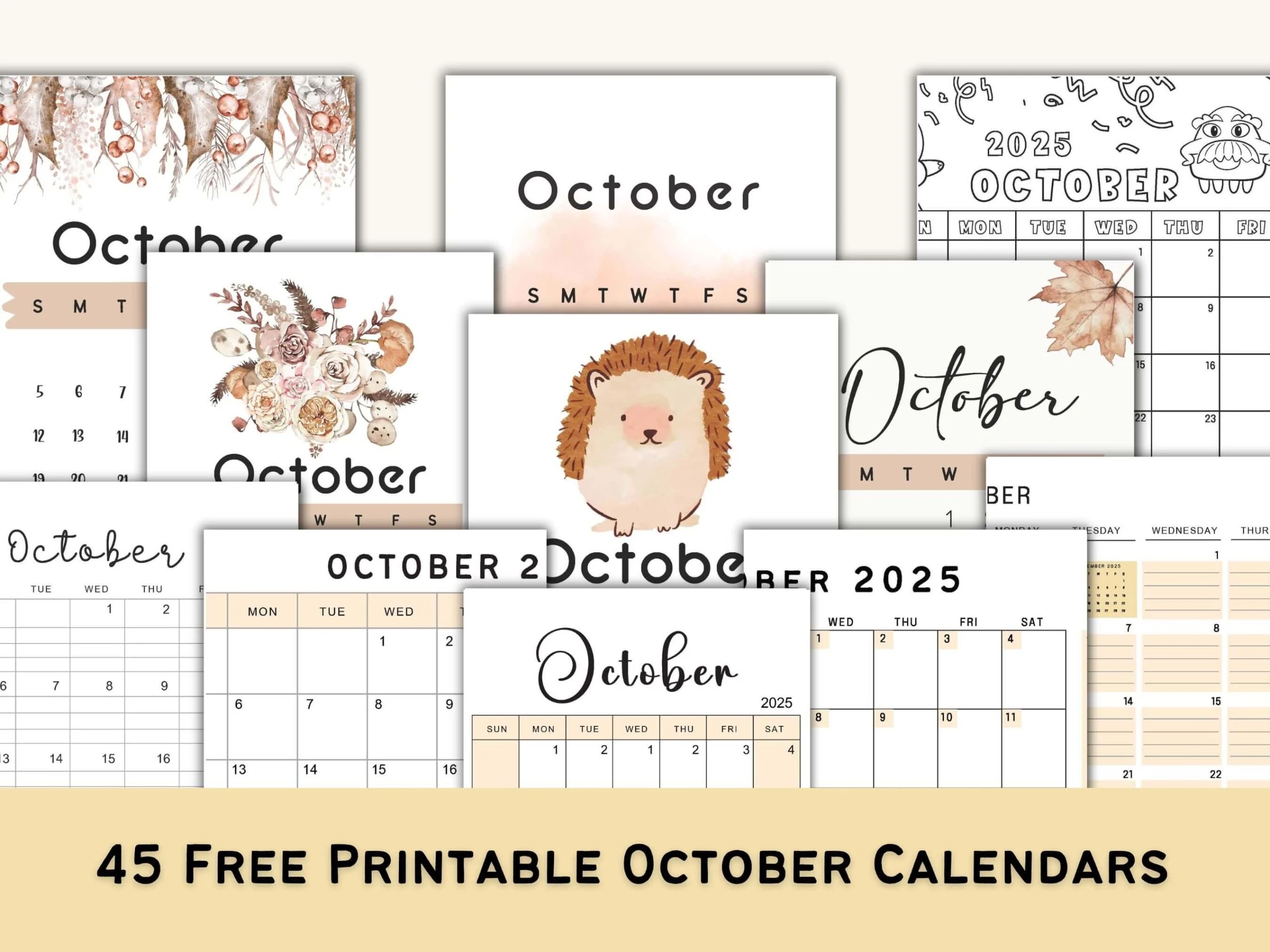 Free Printable October 2025 Calendars Calendarkart