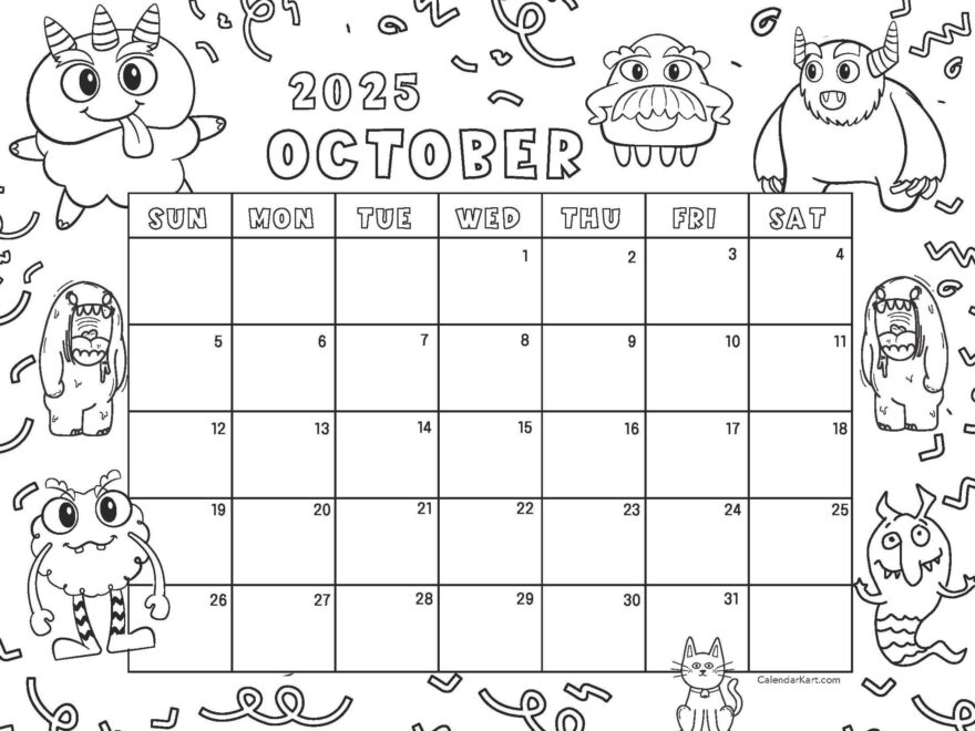 Free Printable October 2025 Calendars Calendarkart