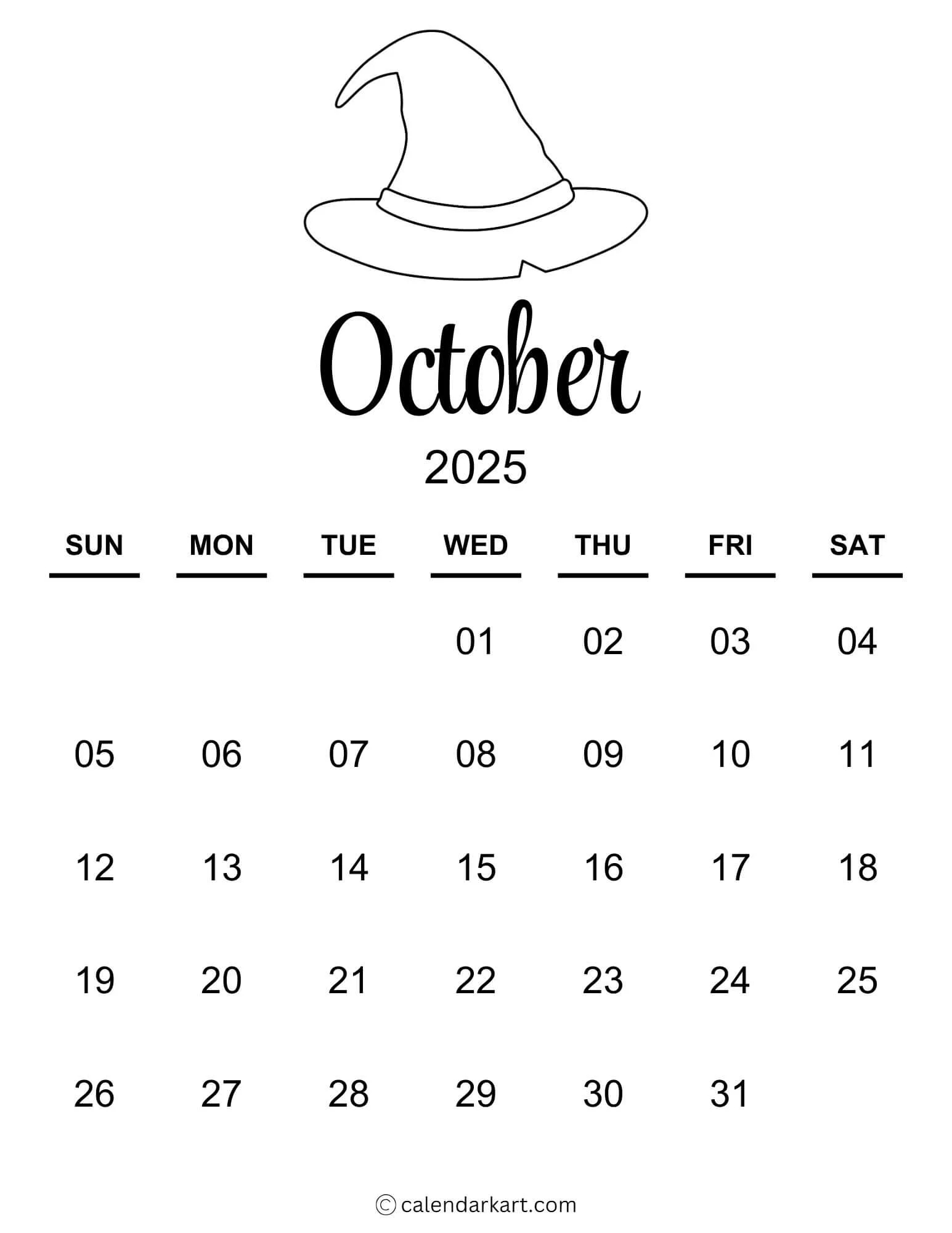 Calendar Template October 2025