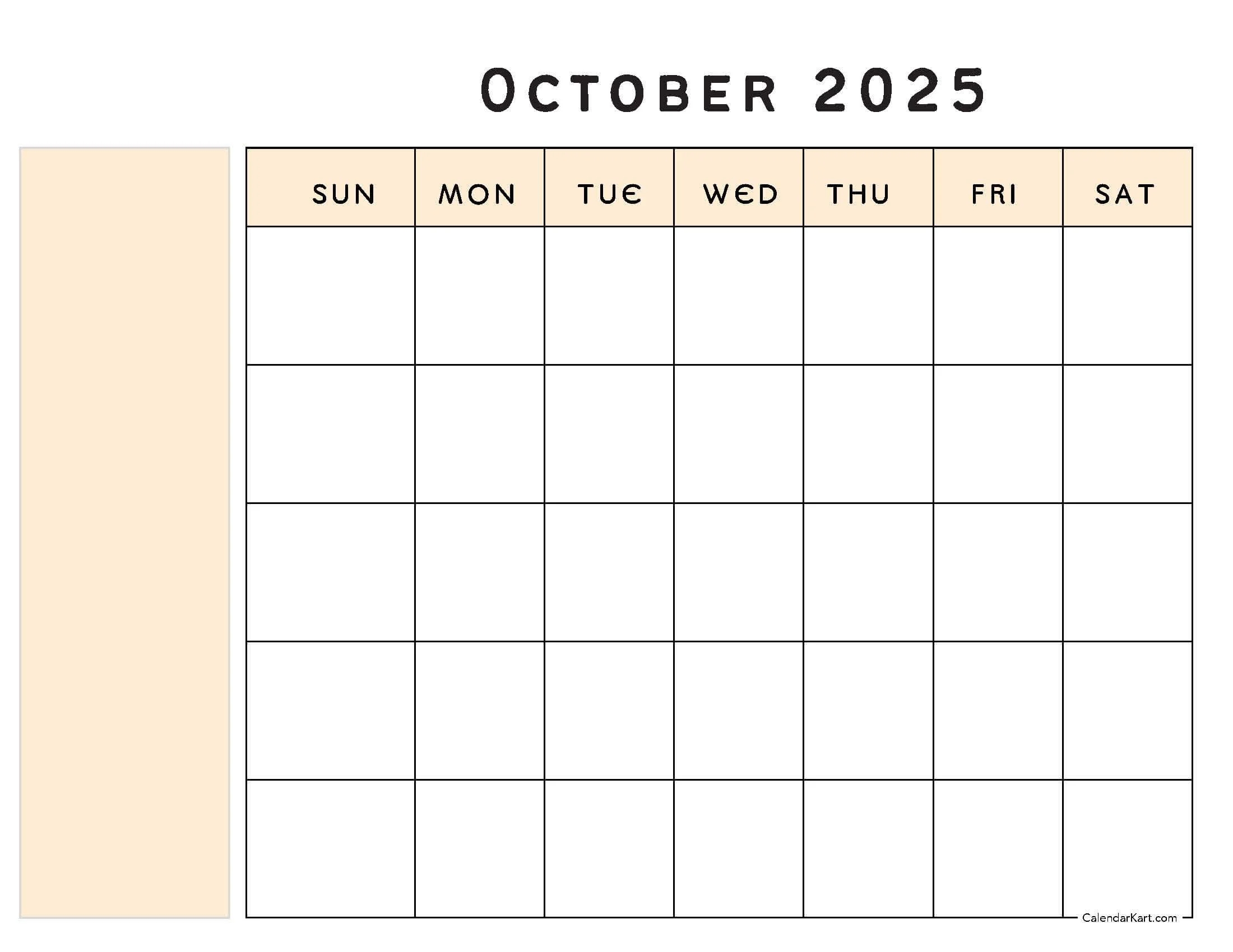Free Printable October 2025 Calendars Calendarkart