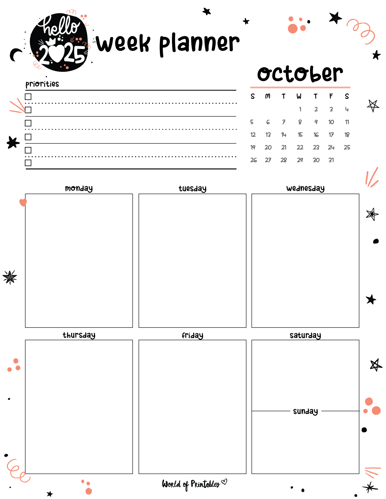 Free Printable October 2025 Planners World Of Printables