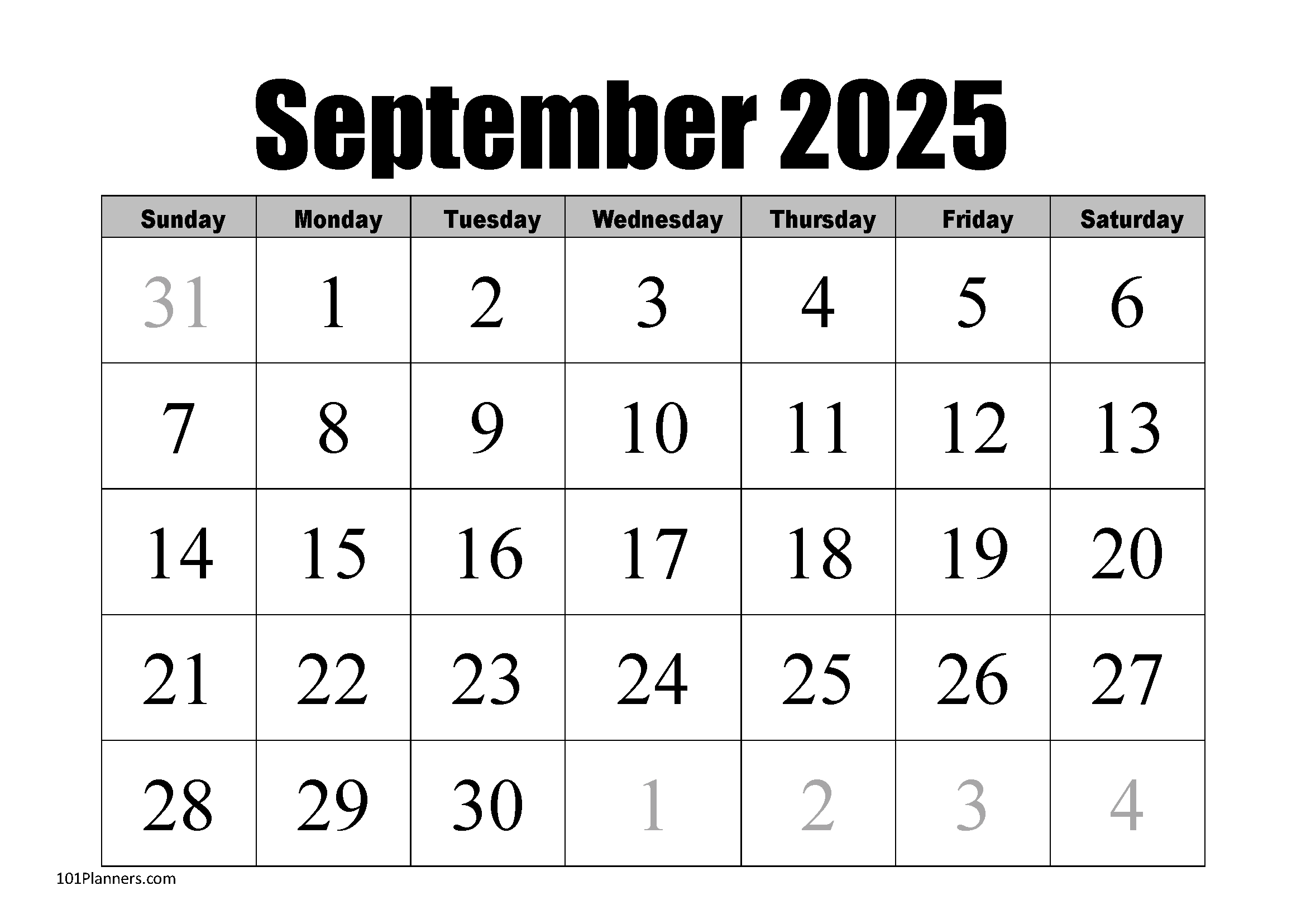FREE Printable September 2025 Calendar Instant Download