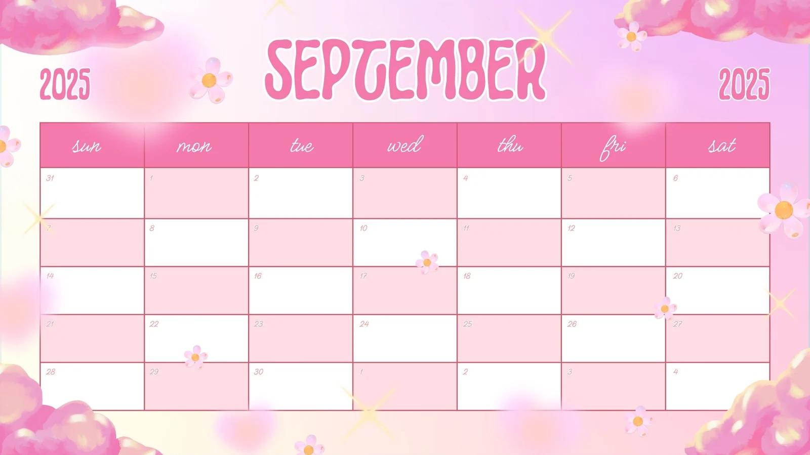 Free Printable September 2025 Calendar Templates Canva