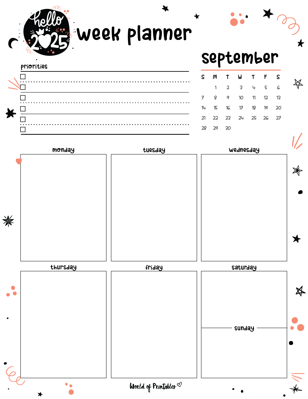 Free Printable September 2025 Planners World Of Printables