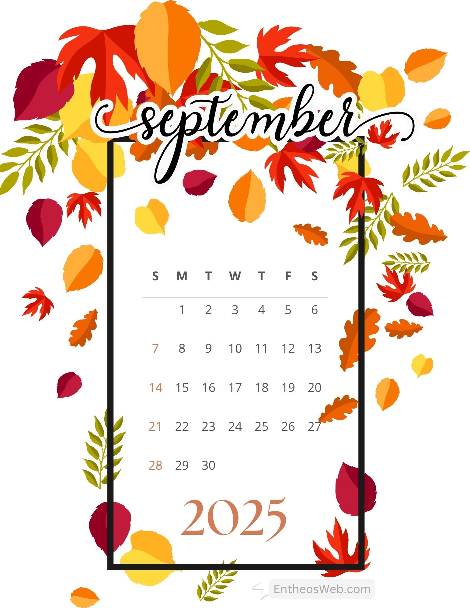 Free Printable September Calendars For 2025 Vertical Designs EntheosWeb
