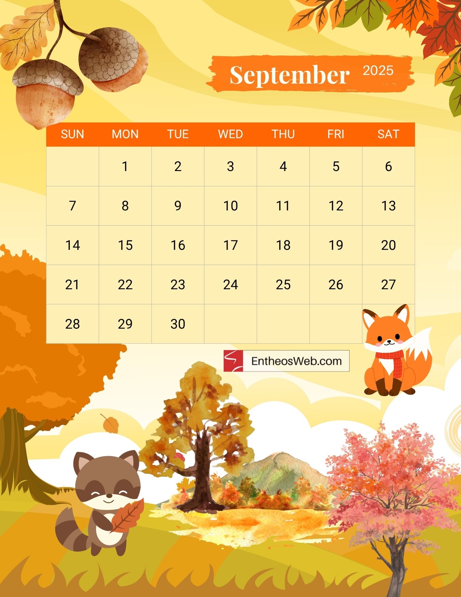 Pretty September Calendar 2025