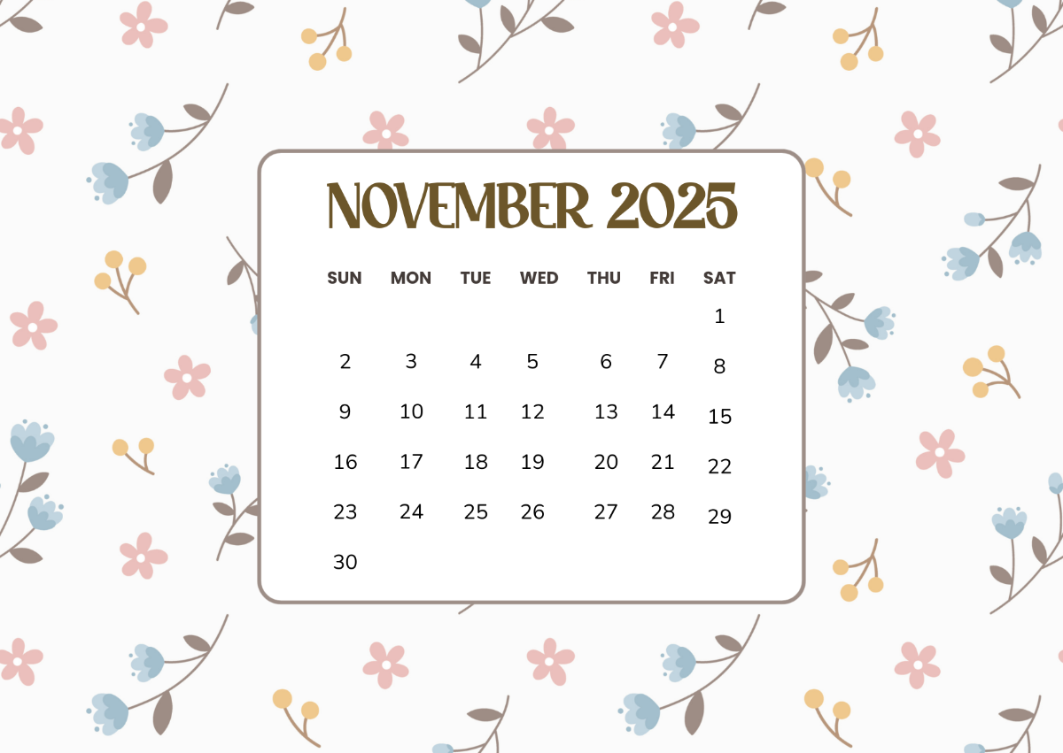 Free Professional November 2025 Desk Calendar Template To Edit Online