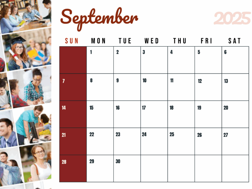 Free September 2025 Calendar Photo Collage Template To Edit Online