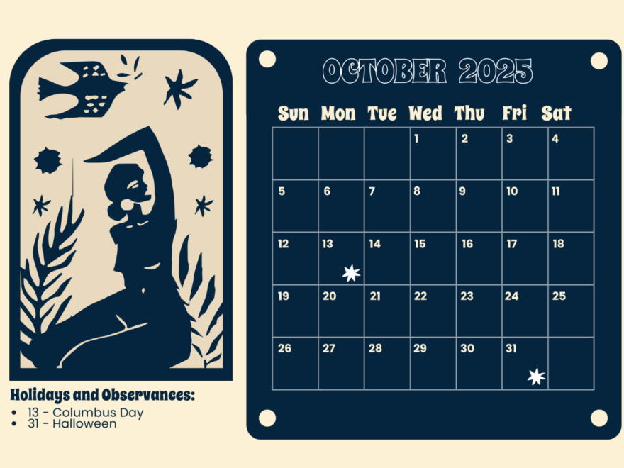 Free Shining Mom October 2025 Calendar Template To Edit Online