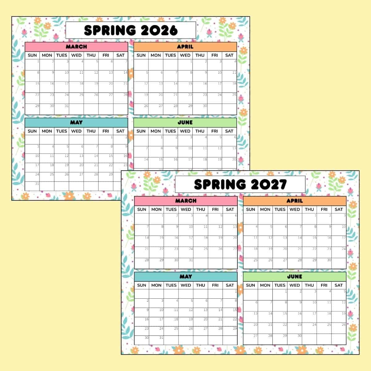 Free Cute Printable Calendar 2026-2027