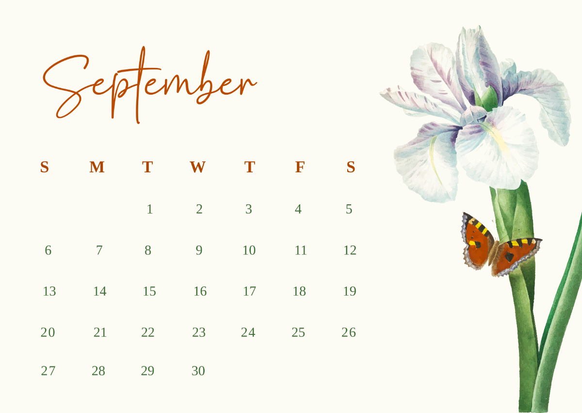 Free Watercolor September 2025 Calendar Template To Edit Online