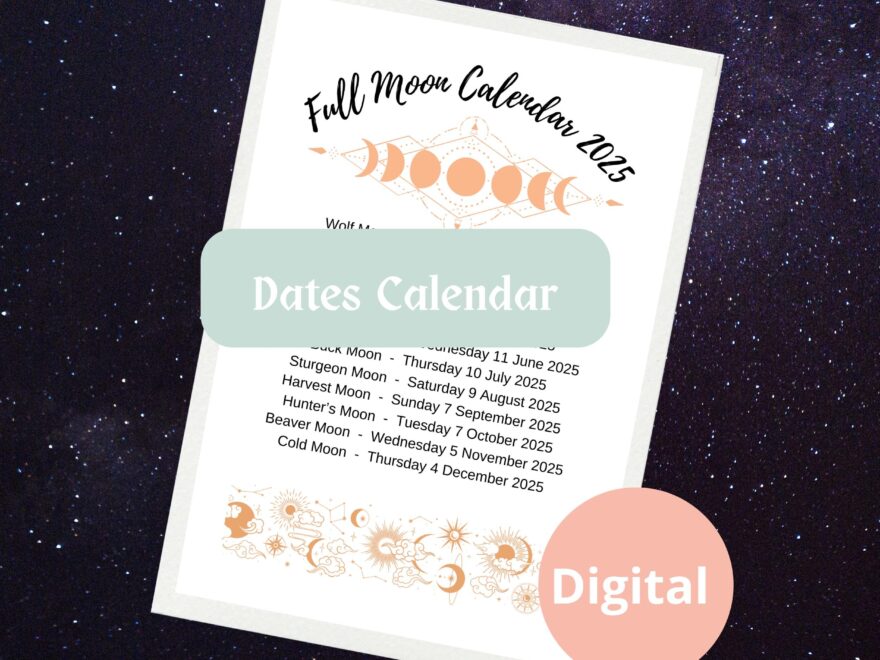 Full Moon Calendar 2025 Great For Rituals Spells Manifestation Intention Setting Instant Download Sizes A4 Usletter A5 Pdf Printable Etsy