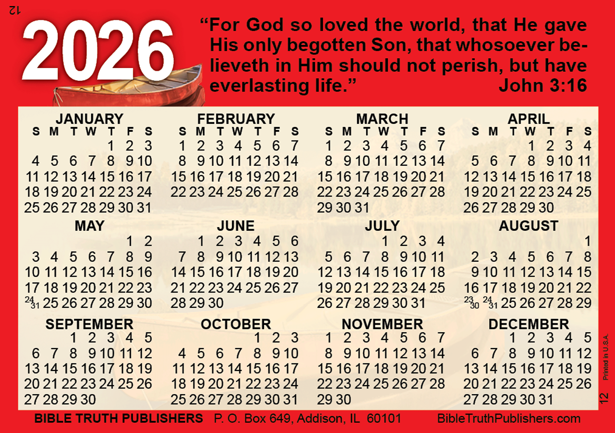 2026 Calendar Printable Wallet