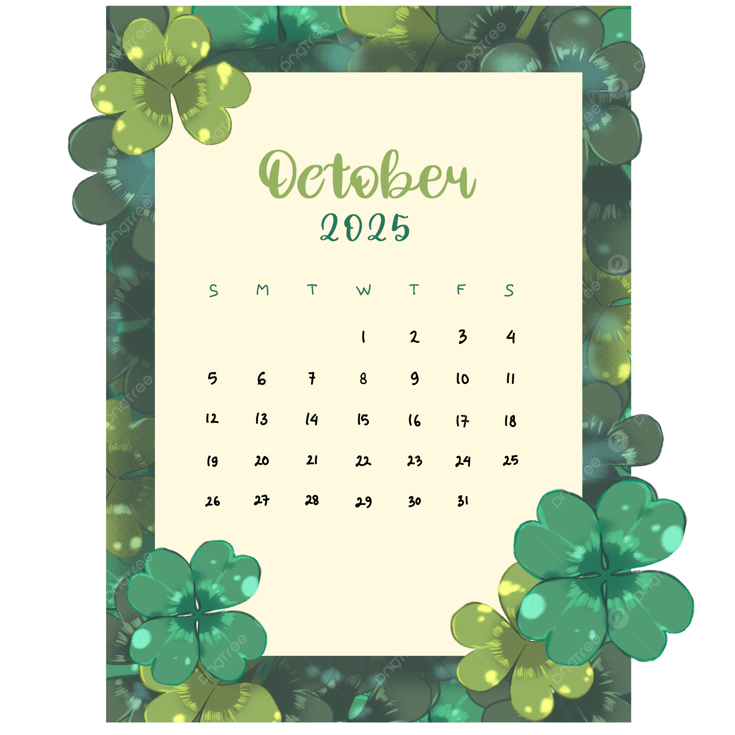 Free Printable Monthly Calendar October 2025
