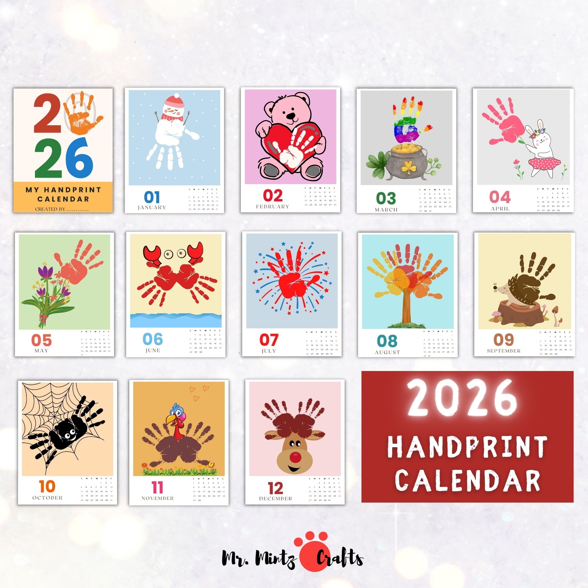 Handprint Calendar 2026 Free Printable