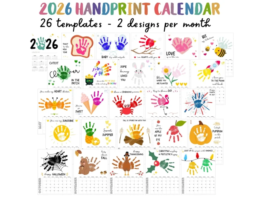 Handprint Calendar 2026 Memory Keepsake For Kids Lovely Planner