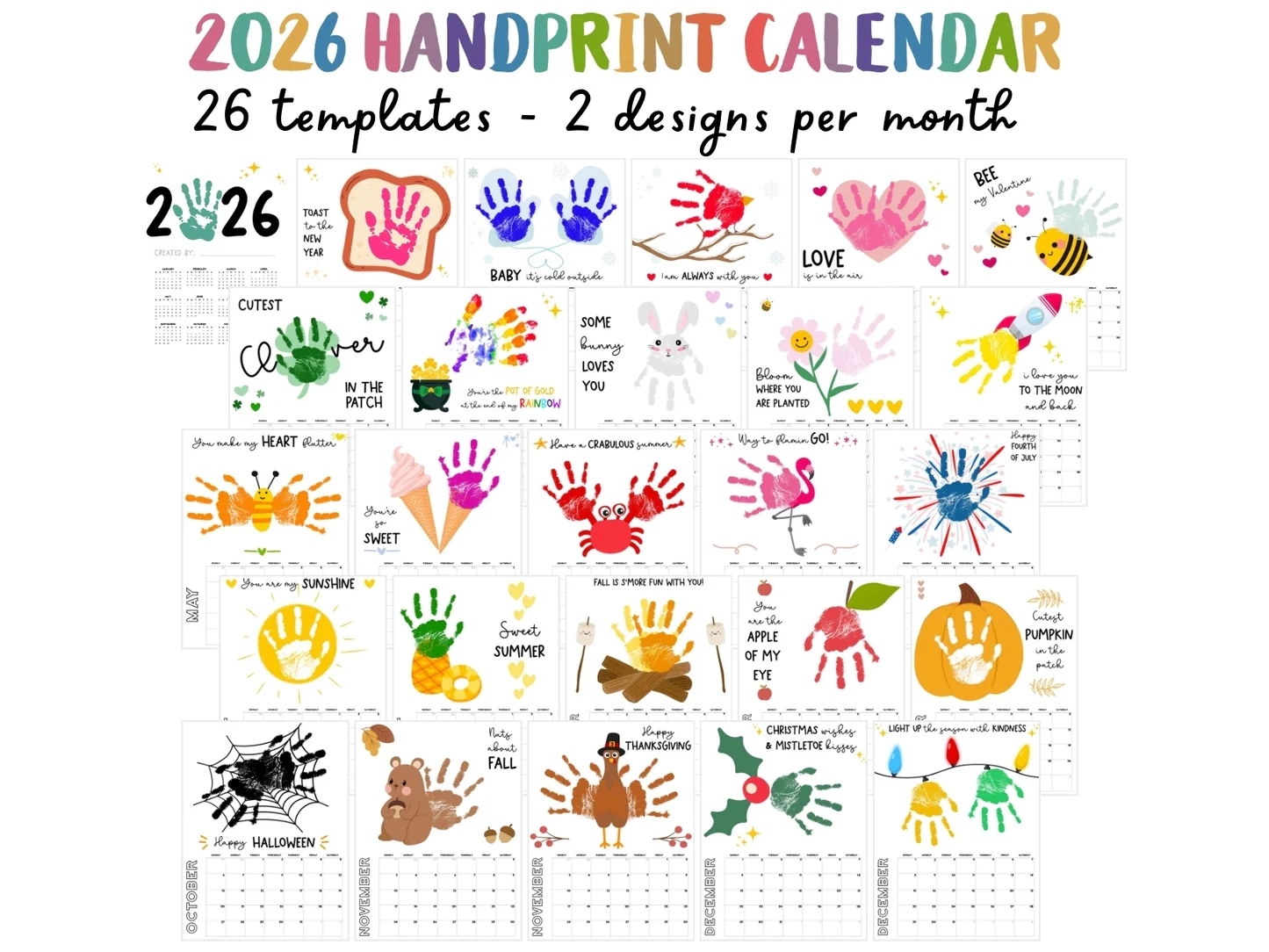 Handprint Calendar 2026 Memory Keepsake For Kids Lovely Planner