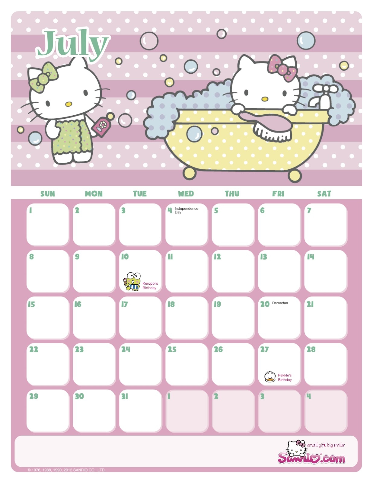 Hello Kitty Calendar 2025 Printable