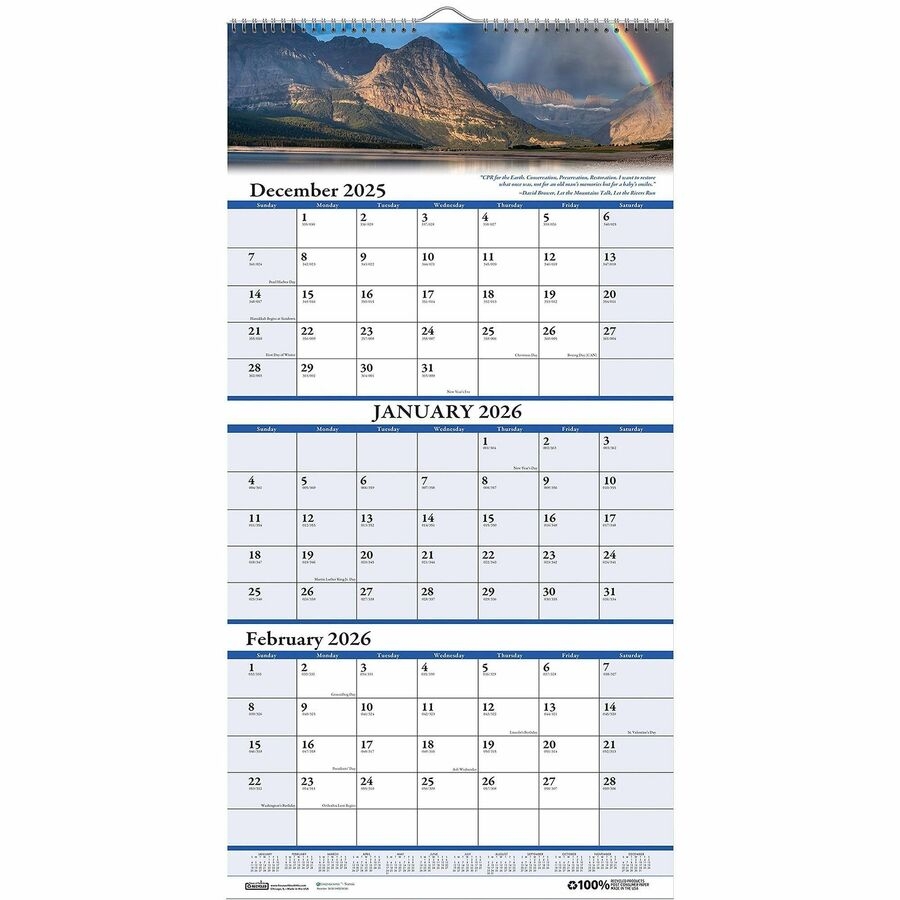 Calendar Three Month December 2025