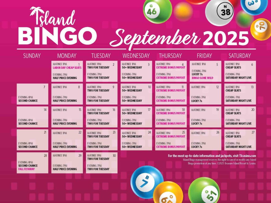 Island Bingo Treasure Island Resort Casino