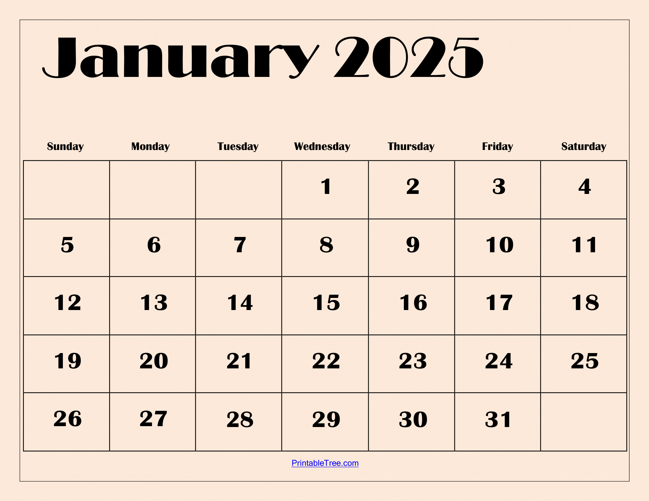 Printable Calendar December 2025 January 2025