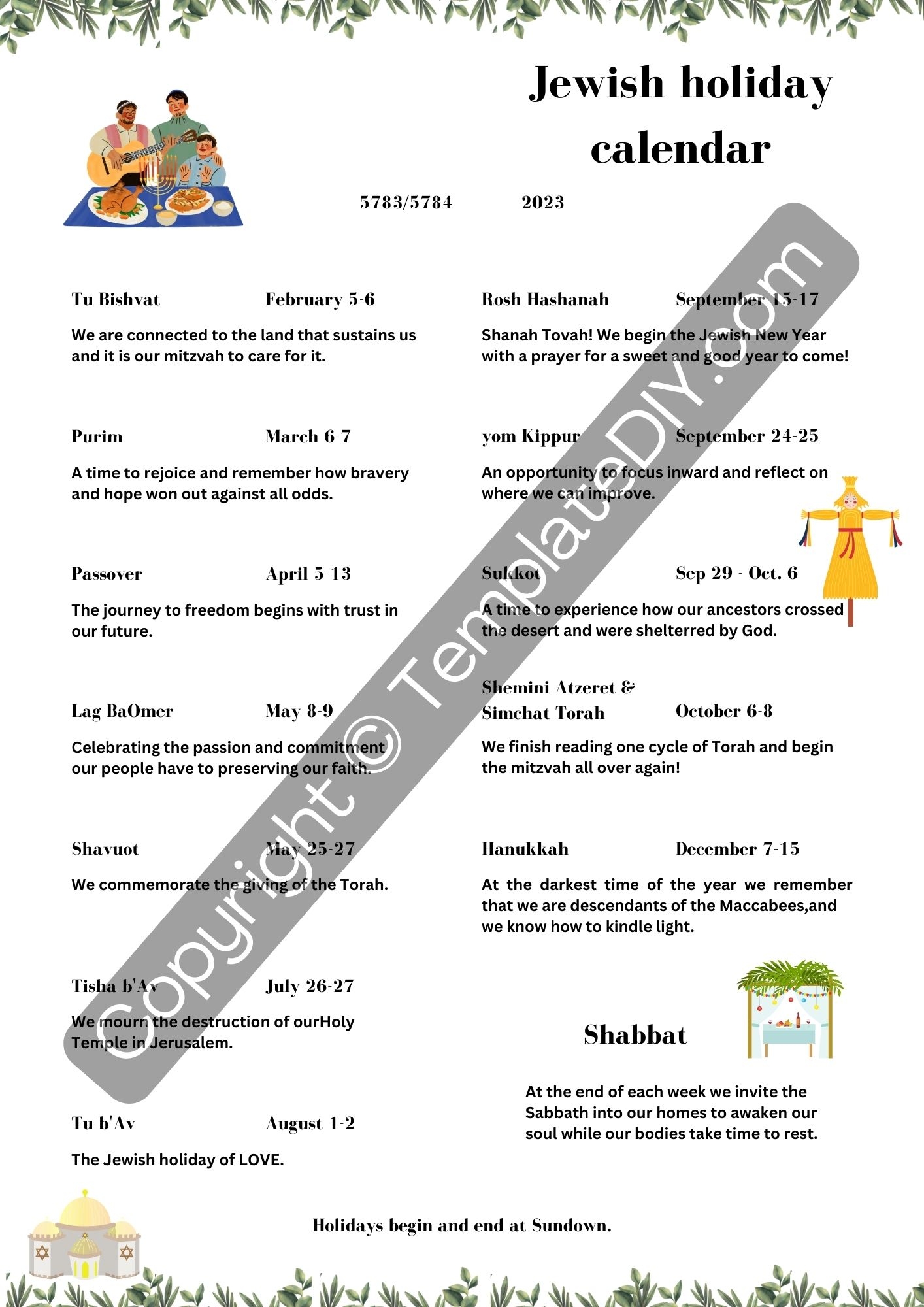 October 2025 Calendar With Jewish Holidays