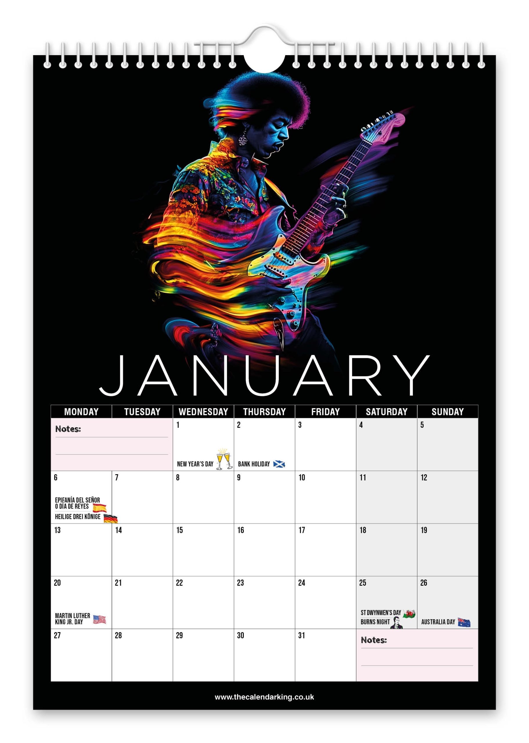 Jimi Hendrix Calendar November 2025