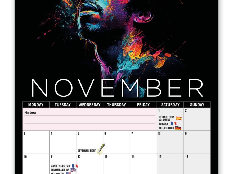 Jimi Hendrix ART 2025 Wall Calendar The Calendar King