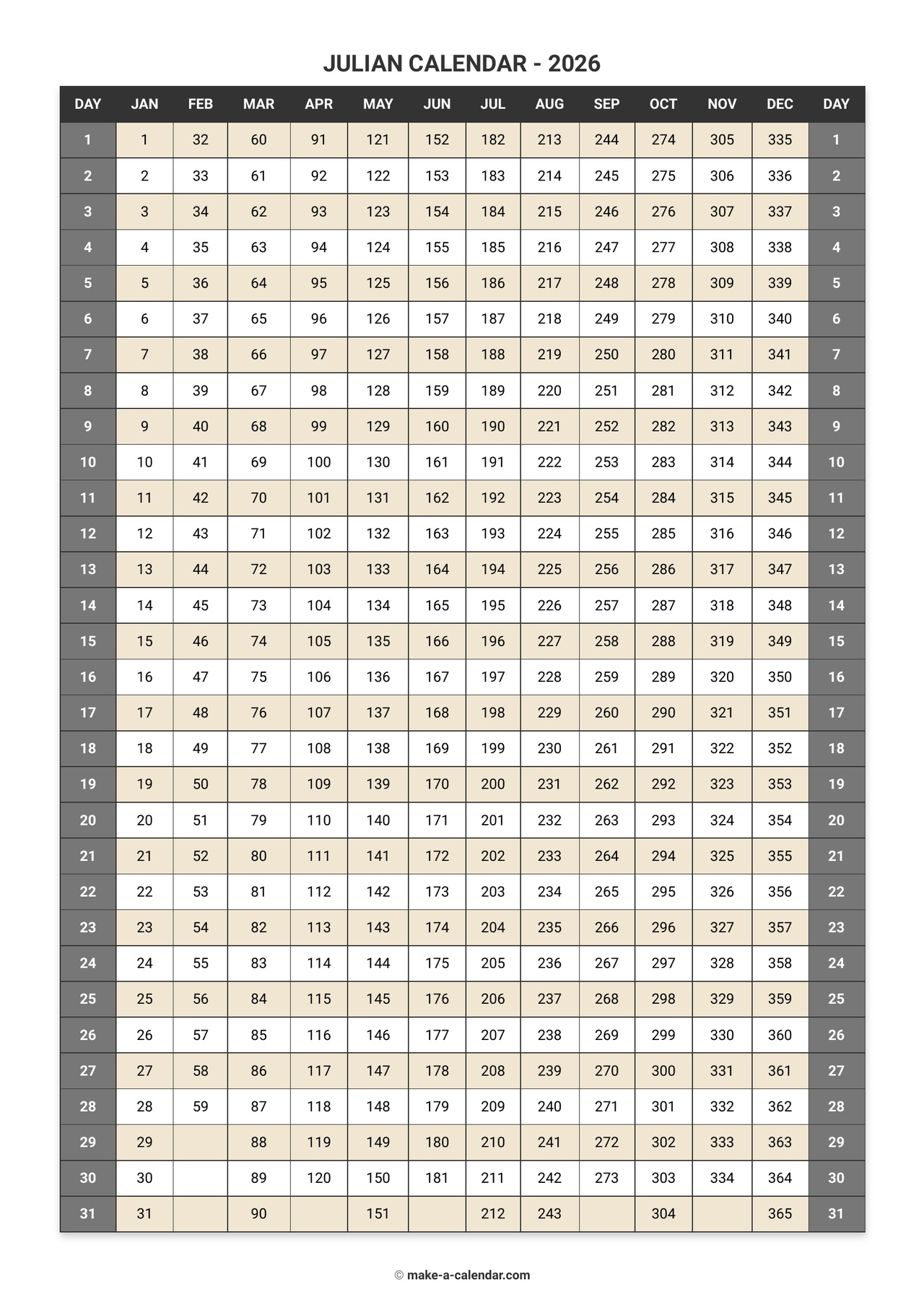 Leap Year Julian Calendar 2026