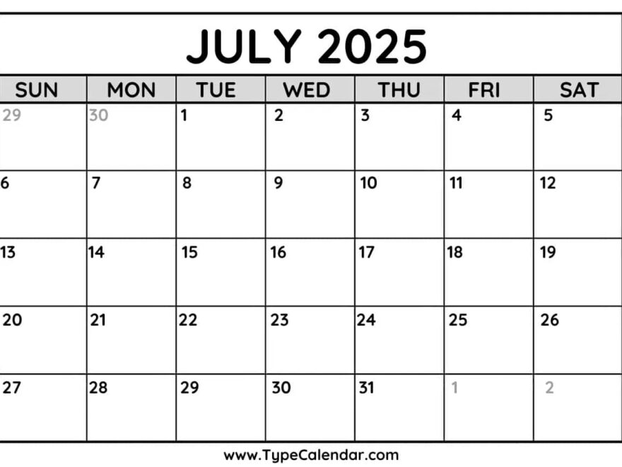 July 2025 Calendars Free Printable Templates