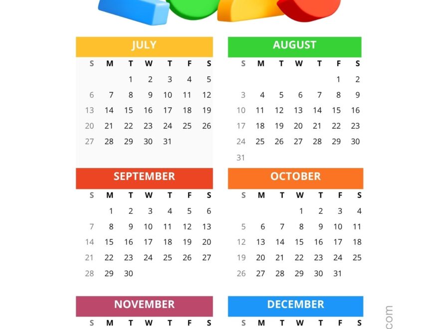 July To December 2025 6 Month Calendar Printable EntheosWeb