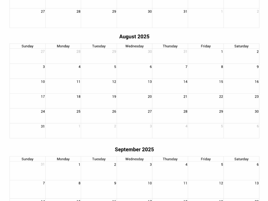 July To September 2025 Calendar Printable Custom Calendar Maker