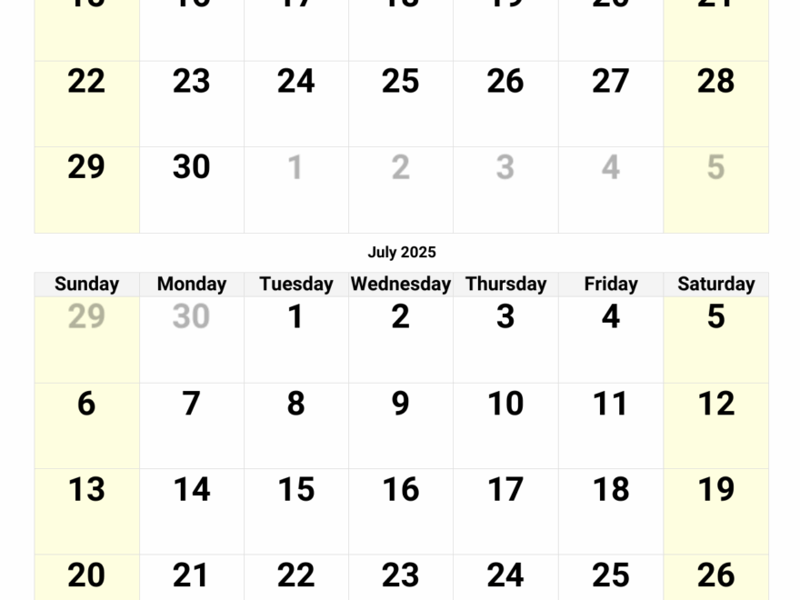 June And July 2025 Calendar Custom Calendar Maker