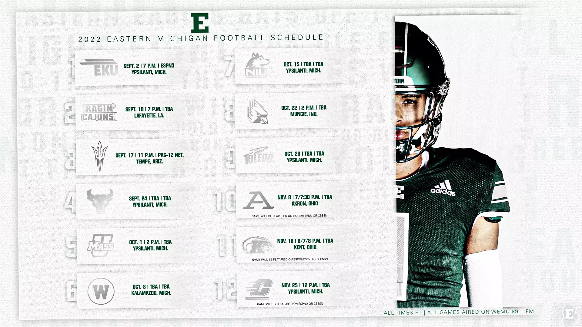 Kickoff Times TV Set For Eight EMU Football Games Eastern Michigan University Athletics