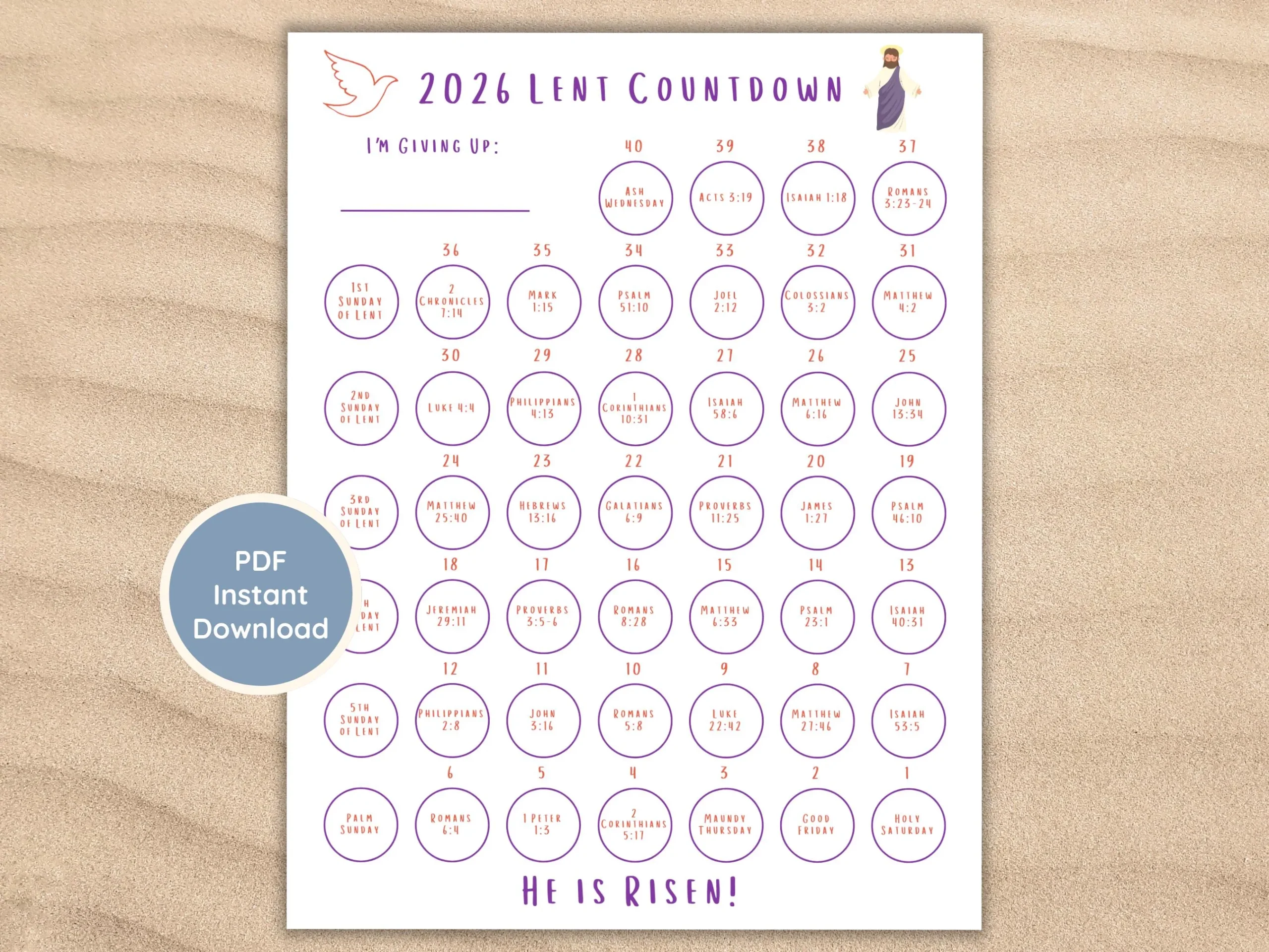Free Printable Lent Calendar 2026