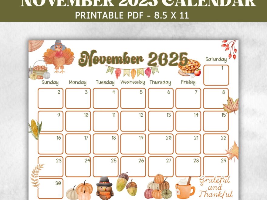 Kids November 2025 Calendar Printable 2025 Calendar Homeschool Preschool Calendar Board Children s Monthly Planner Thanksgiving Calendar Etsy