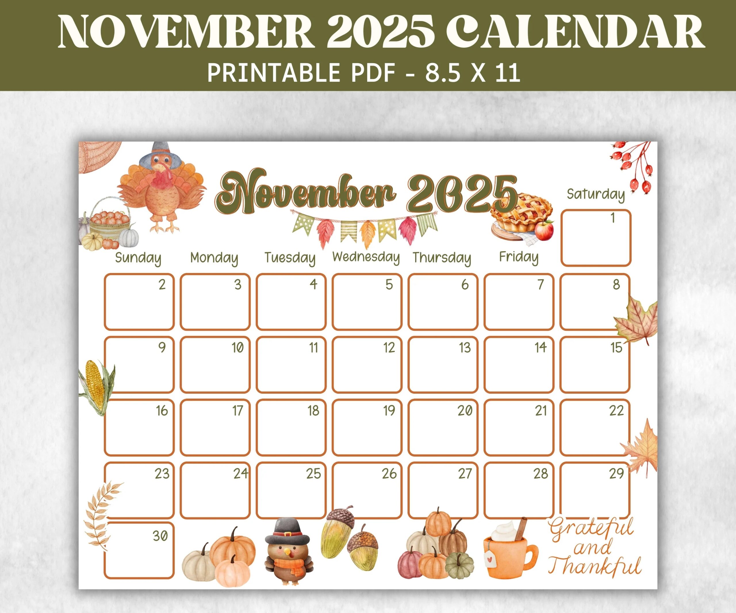 Kids November 2025 Calendar Printable 2025 Calendar Homeschool Preschool Calendar Board Children s Monthly Planner Thanksgiving Calendar Etsy