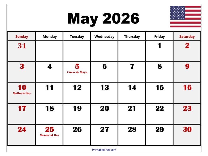 May 2026 Calendar Printable PDF With Holiday Templates Free